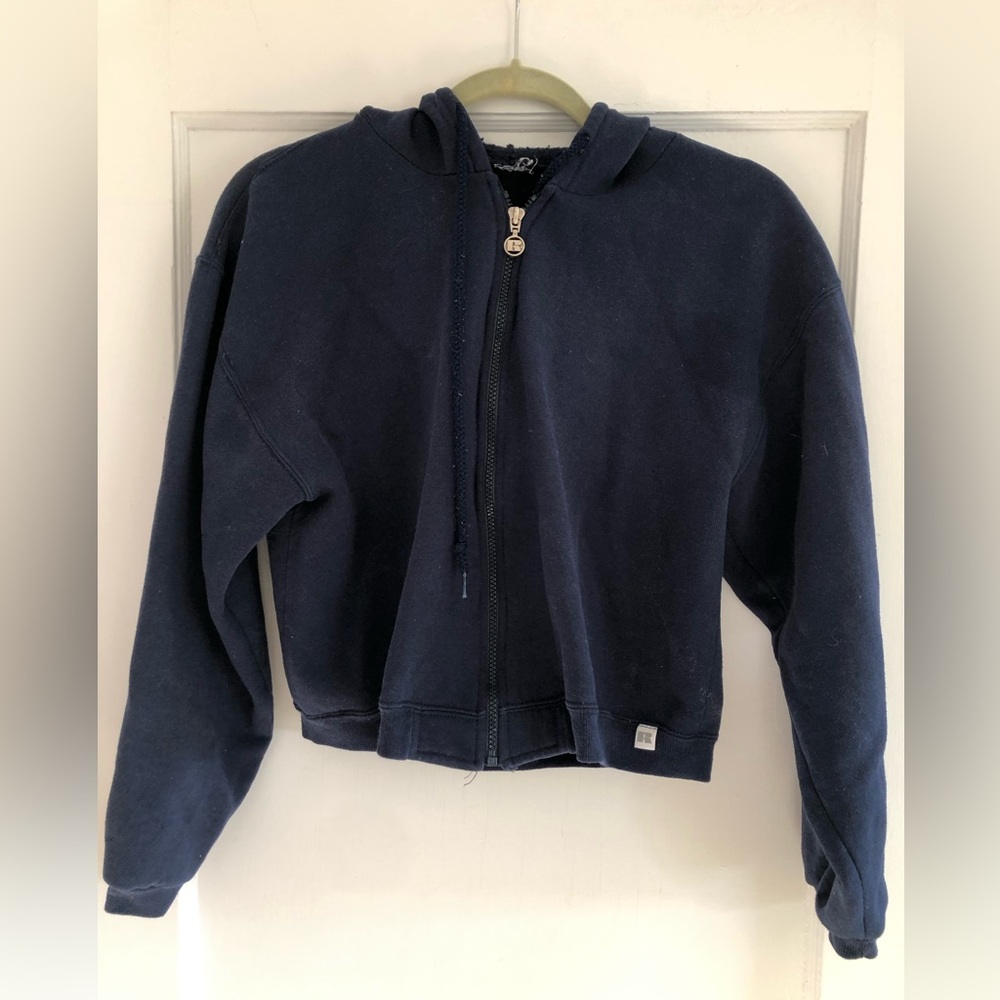 Cropped blue hoodie, size M